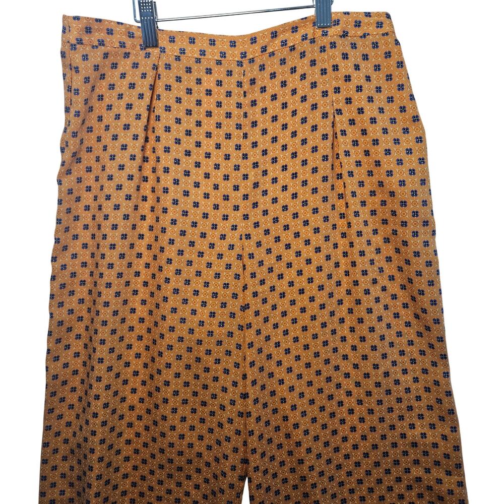 Zara Basic Wide Leg Pants Medium Orange Blue Geom… - image 3